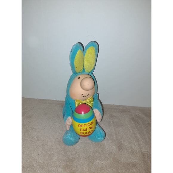 Vtg 1988 ZIGGY Blue Easter Bunny W Removable Plastic Easter Egg Collectible - Picture 1 of 5